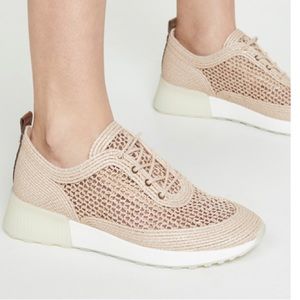 New Sam Edelman Reffa Tennis Shoe lace up tennis shoes with basket weave